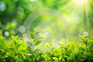 Photograph of greenery blurred into a soft green background