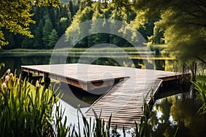 A Photograph capturing the serene beauty of a lakeside oasis