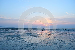 Sunrise with Golden Sun and Colorful Sky over Infinite Horizon and Ocean - Vijaynagar Beach, Havelock Island, Andaman, India