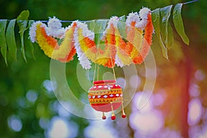 Photograph of dahi handi on gokulashtami festival in india , which is Lord Shri Krishna`s birth day