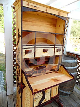 Photograph of Handcrafted Wooden Secretary Desk Side View