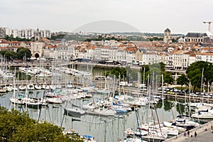 Photograph of La Rochelle harbour taken from high up with arial view