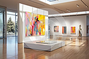 A photograph of a museum exhibit or art gallery display