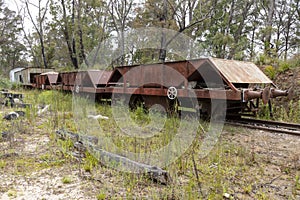 Photograph of old and rusty train carriages