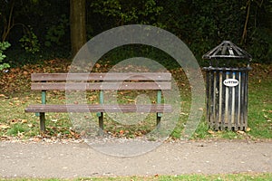Park Bench and a litter bin