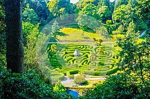 Photograph of a park in the form of a labyrinth. photo