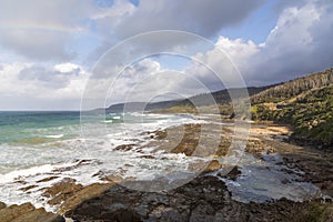 Photograph of the rugged coastline along the Great Ocean Road in Australia