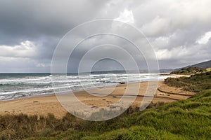 Photograph of the rugged coastline along the Great Ocean Road in Australia