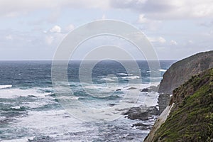 Photograph of the rugged coastline along the Great Ocean Road in Australia