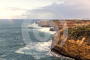 Photograph of the rugged coastline along the Great Ocean Road in Australia