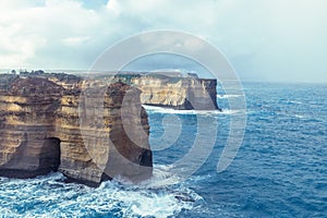 Photograph of the rugged coastline along the Great Ocean Road in Australia