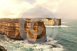 Photograph of the rugged coastline along the Great Ocean Road in Australia