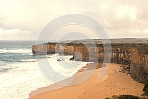 Photograph of the rugged coastline along the Great Ocean Road in Australia