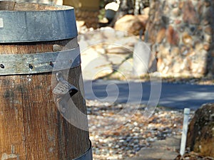 Photograph of Rustic Wine Barrel with Bottle Opener