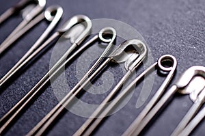 Photograph of safety pins, close-up