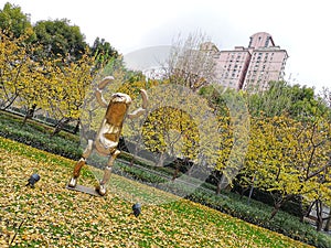 Modern art sculpture in the Jingan City Sculptural Park of Shanghai China