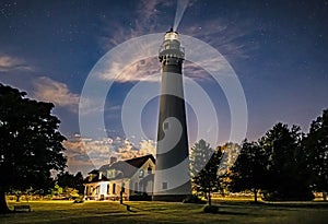 NEOWISE COMET and Night Sky at the Lighthouse photo