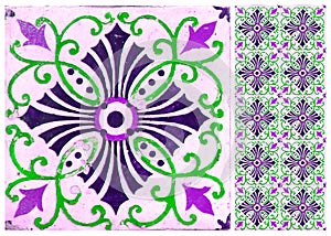 Photographe of traditional portuguese tiles in purple