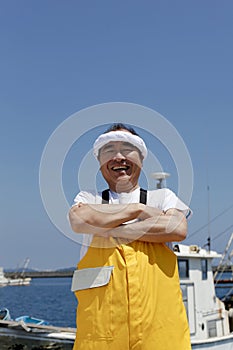 Japanese man, strong fisherman photo
