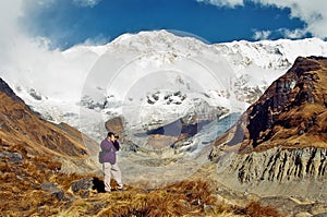 Photographer at Annapurna Base Camp, Nepal photo