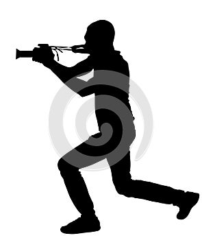 Photographer with camera vector silhouette illustration. Paparazzi shooting movie star event.