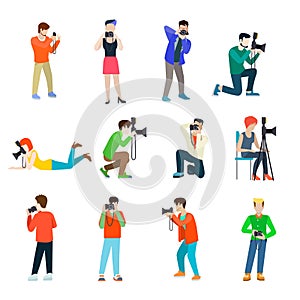 Photographer cameraman profession photo flat vector people