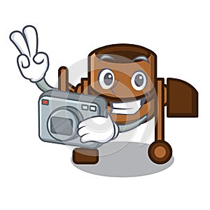 Photographer concrete mixer mascot cartoon