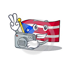 Photographer flag puerto rico on a cartoon