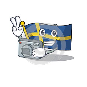 Photographer flag sweden with the mascot shape