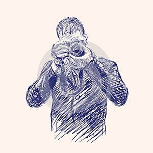 Photographer hand drawn vector