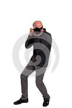 Photographer holding a professional camera