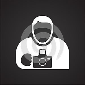 Photographer icon on black background for graphic and web design, Modern simple vector sign. Internet concept. Trendy symbol for