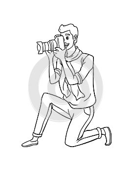 Photographer Isolated Coloring Page for Kids