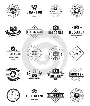 Photographer Logo Templates Set. Vector Design Element Vintage Style for Logotype