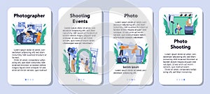 Photographer mobile application banner set. Professional photographer