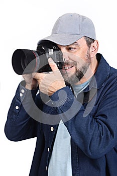 Photographer in photo session in studio