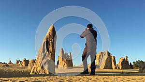 Photographer photographing the Pinnacle desert