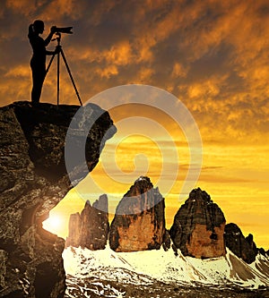 Photographer photographing Tre Cime di Lavaredo