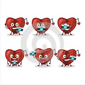 Photographer profession emoticon with broken heart love cartoon character