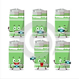 Photographer profession emoticon with green bubble gum cartoon character