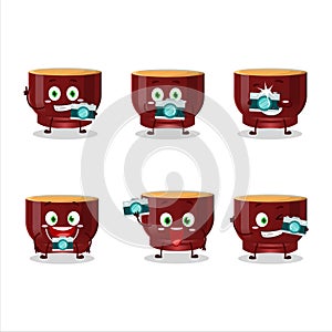 Photographer profession emoticon with kava drink cartoon character