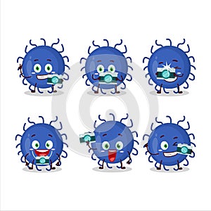 Photographer profession emoticon with substance virus cartoon character