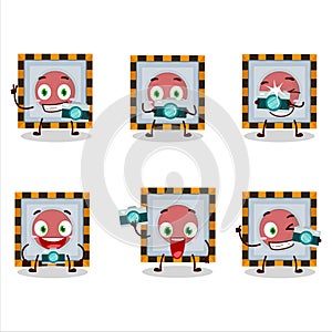 Photographer profession emoticon with among us emergency button cartoon character