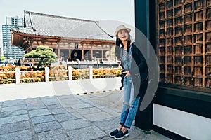 Photographer relaxing in osaka attractions