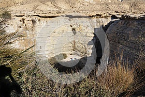 Photographer`s Shadow Spying on Desert Sunbathers