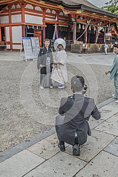 Photographer At A Shinto Wedding At Yasaka Kyoto Shrine Japan