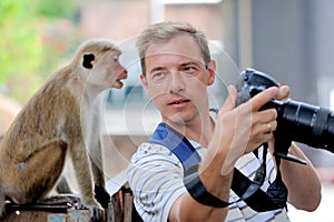 Photographer shows a monkey