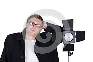 Photographer and a studio lamp