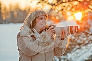 Photographer on sunset