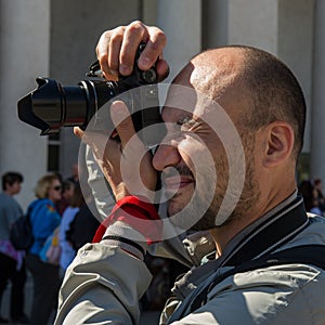 Photographer takes an event